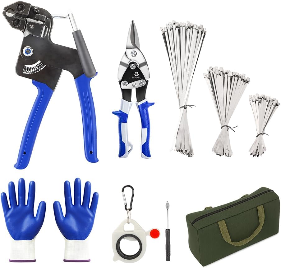 Metal Zip Ties Cutter Kit with 150pcs Heavy Duty Stainless Steel