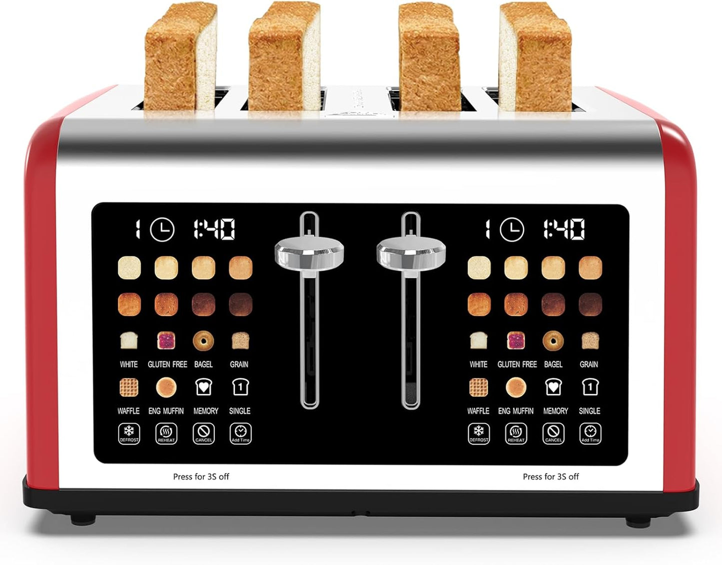 4 Slice Toaster with Touch Screen and Dual Control Panels