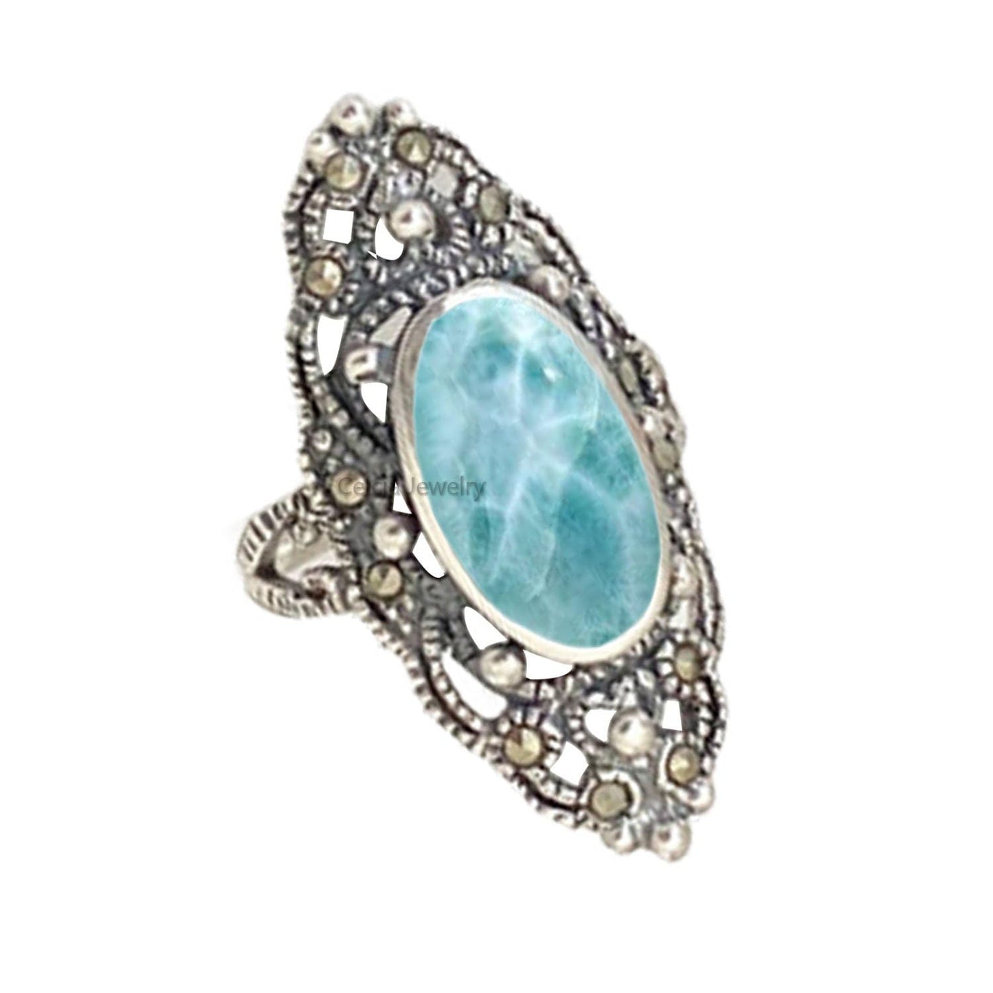 Pure 925 Sterling Silver Turquoise Ring for Women, Size 5