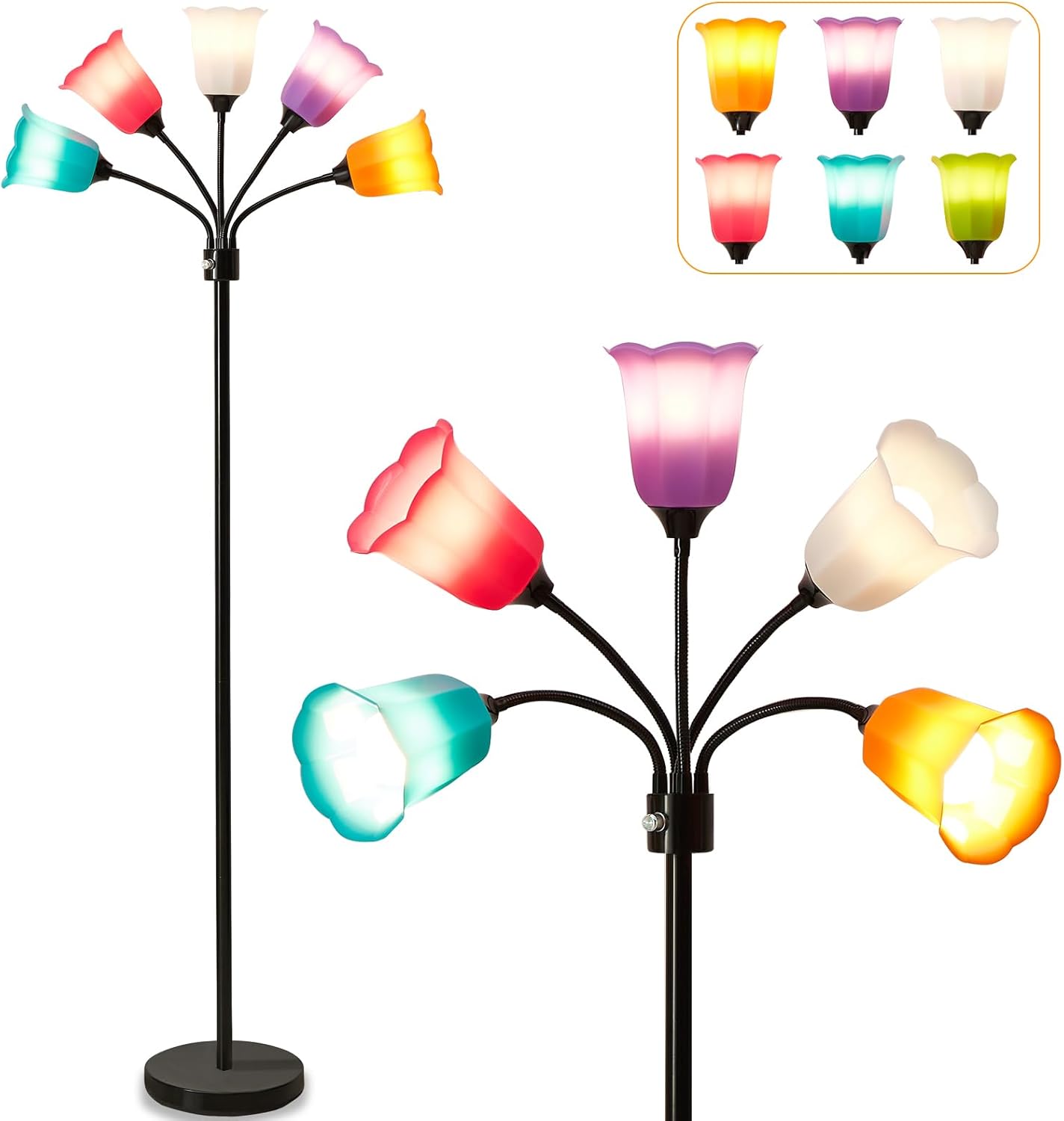GyroVu Medusa LED Floor Lamp with Adjustable Gooseneck Arms