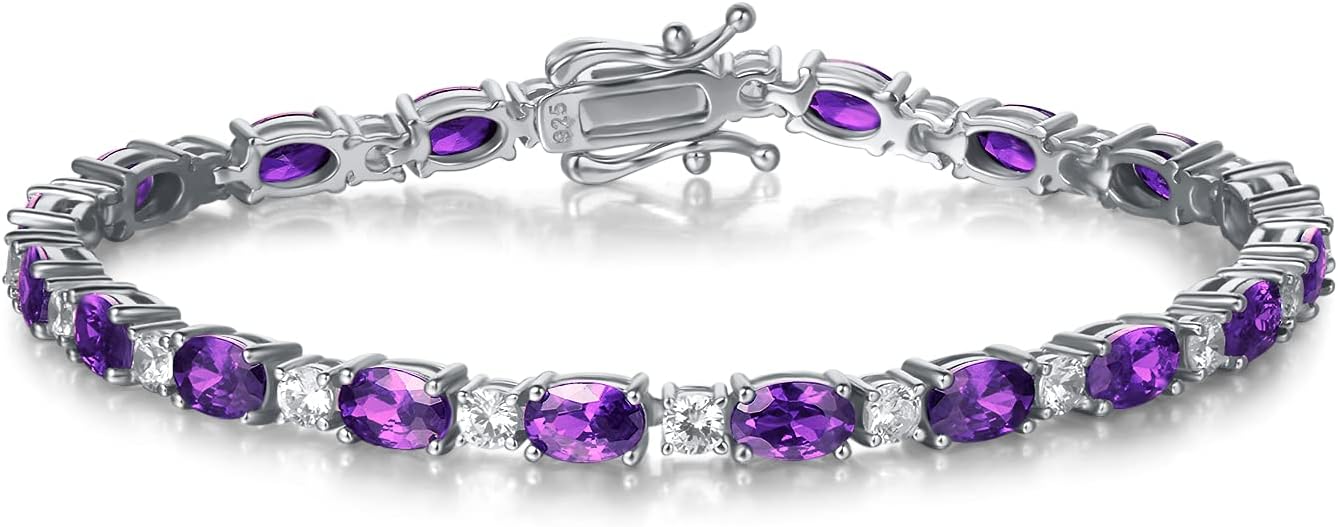 FANCIME Birthstone Tennis Bracelet for Women in Sterling Silver
