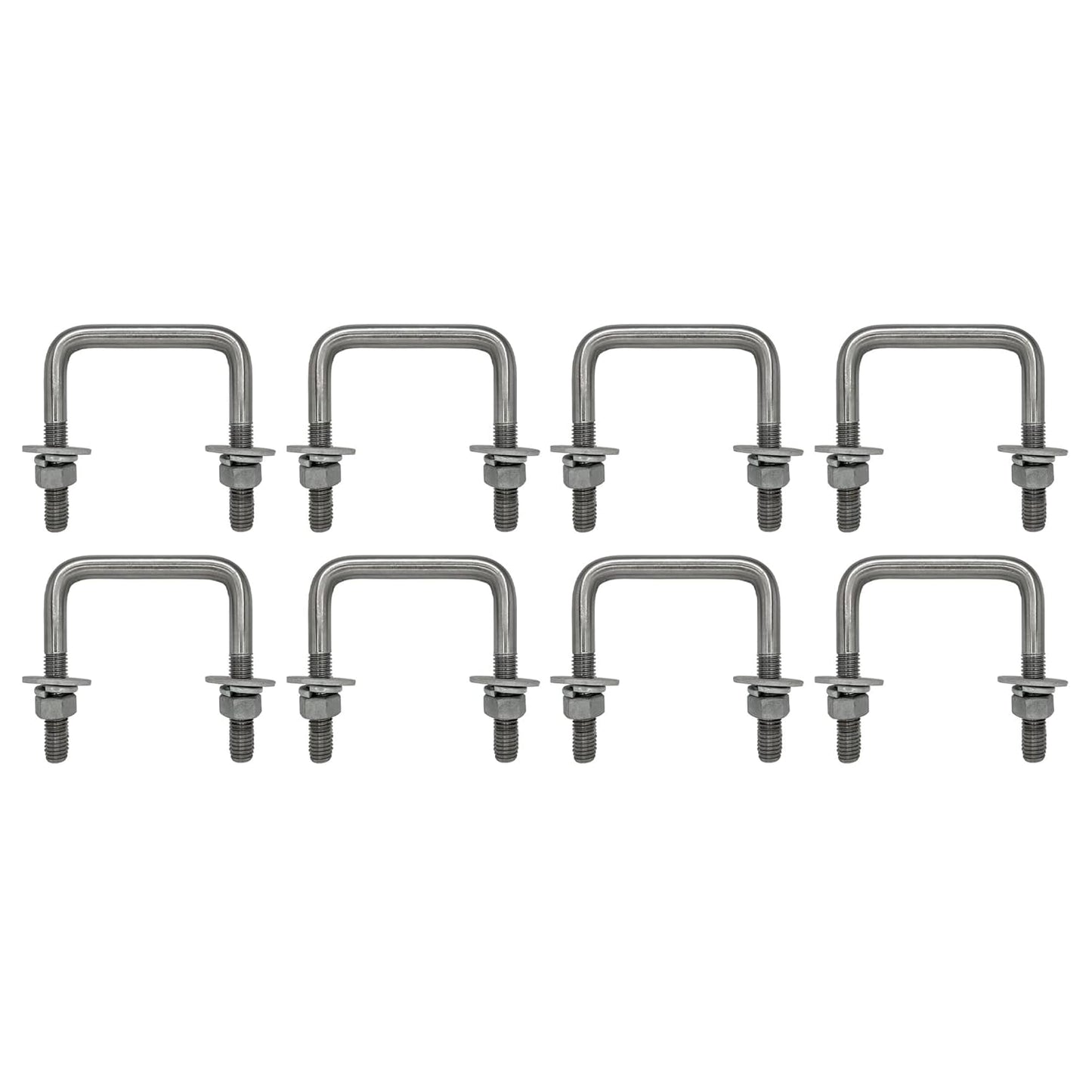 Durable Square U Bolt with Hardware for Boat Trailers, 8 Pack