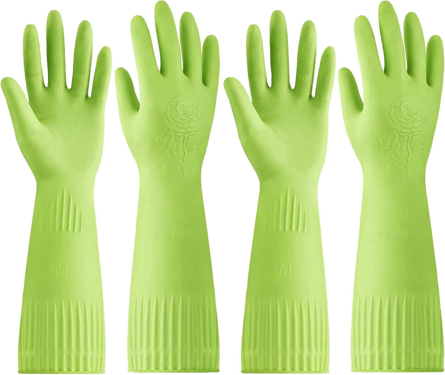 2 Pairs Long Rubber Gloves for Sparkling Dishes - Disfore