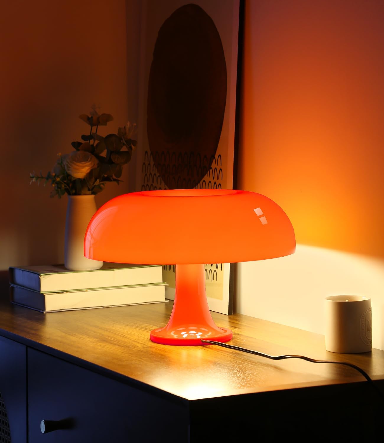 Elegant Minimalist Orange Mushroom Lamp for Cozy Atmosphere