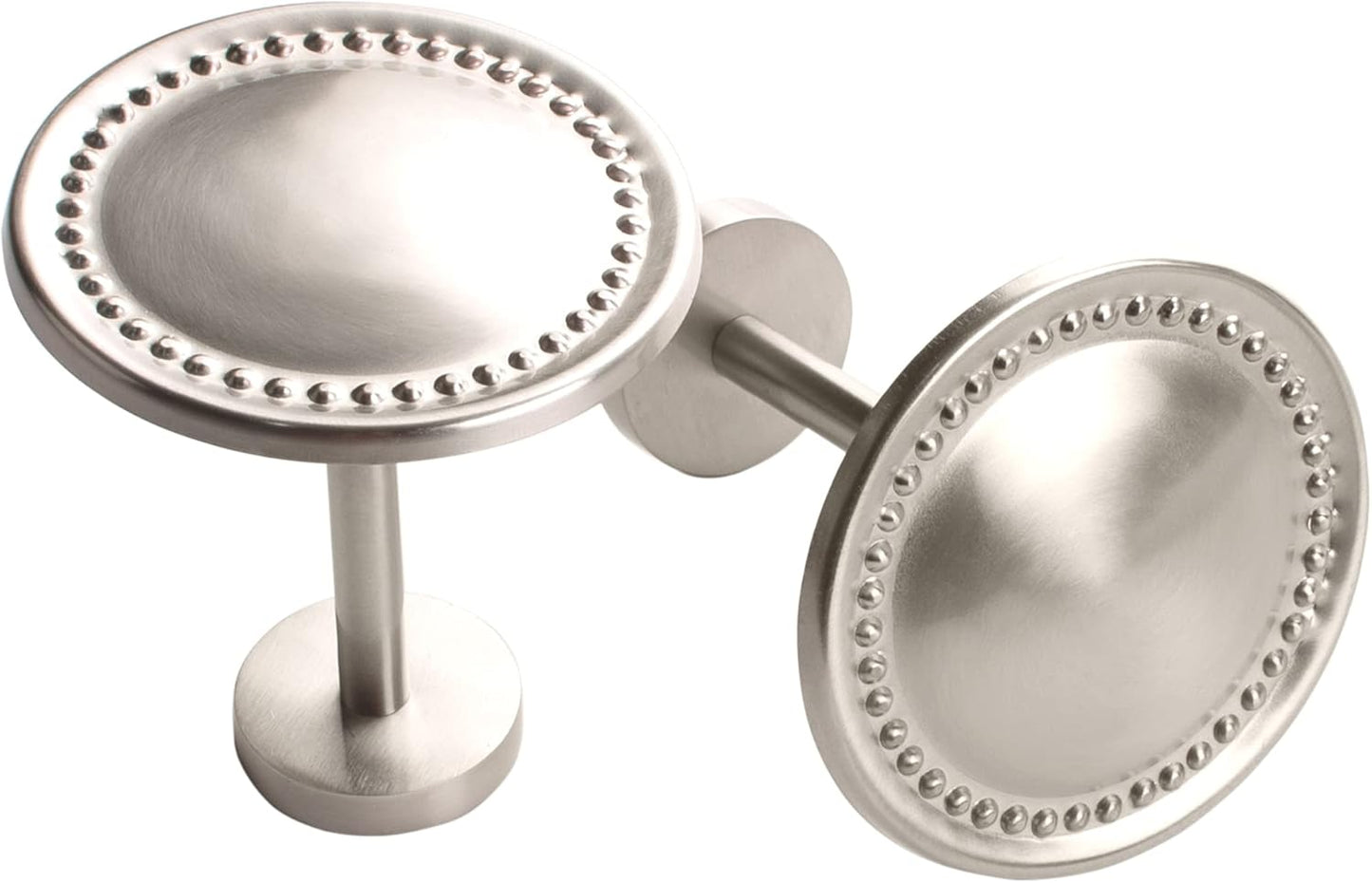 Satin Silver Drapery Holdbacks Set - Decorative Spin Design