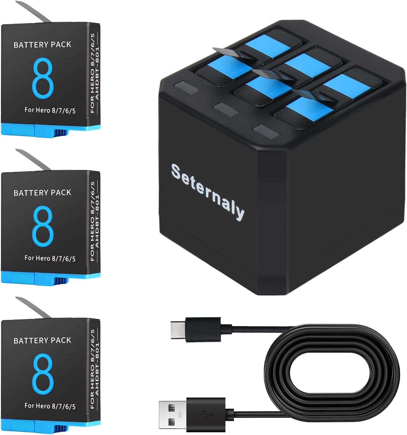 Hero 8/7 Replacement Batteries and Charger for Extended Shooting