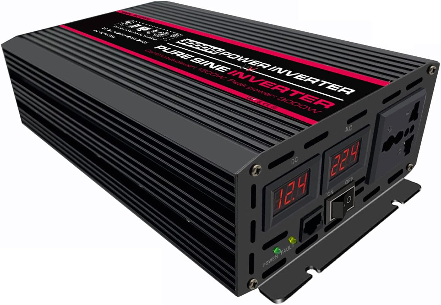 1500W Pure Sine Wave Car Inverter - Dual LED Display - 24V