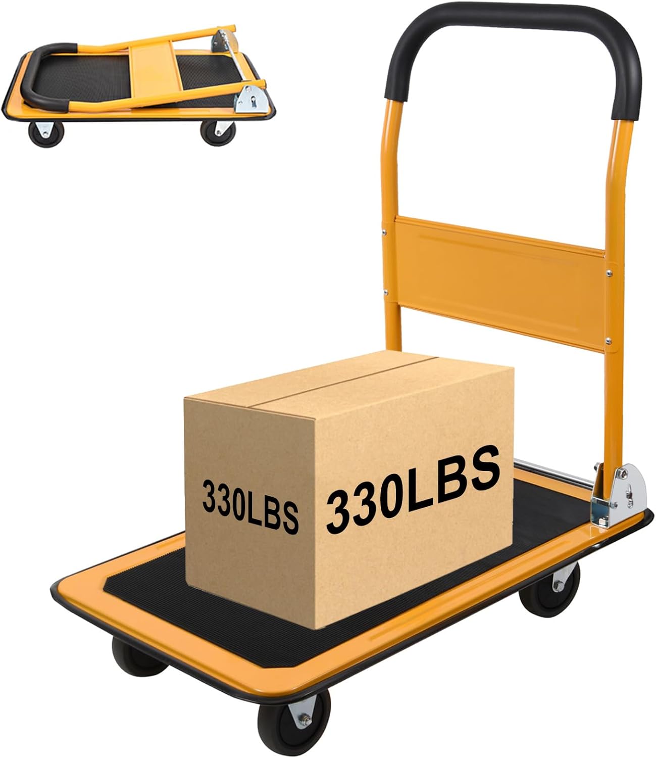 LEADALLWAY Foldable Push Cart with 330lbs Capacity for Easy Transport