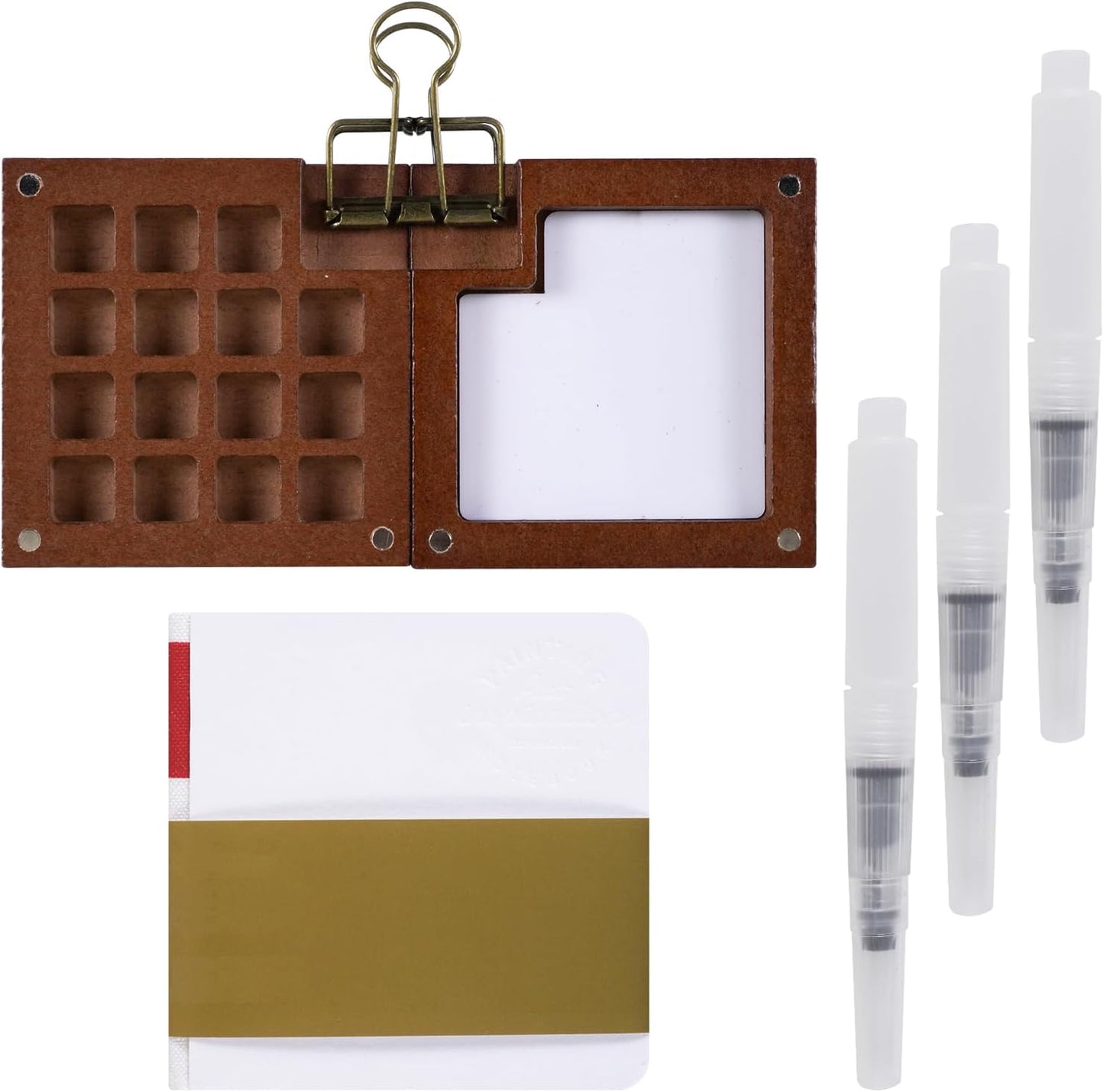 Compact Travel Paint Palette Set with Brush Pens