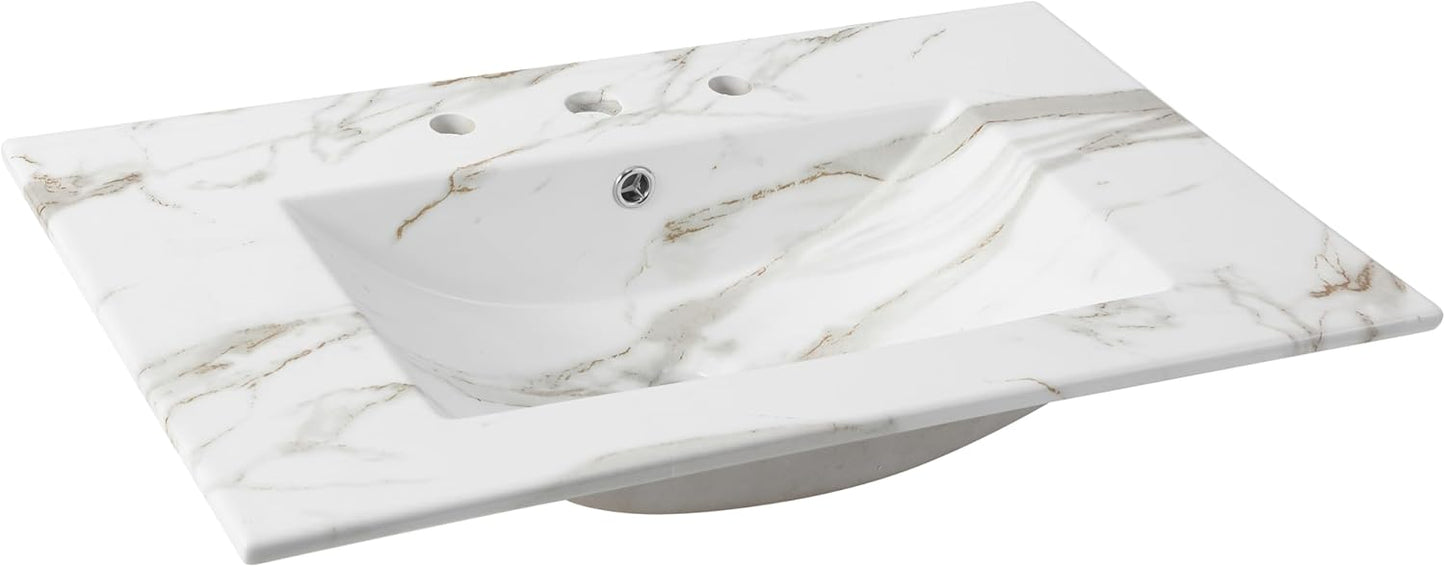Classic Contemporary Rectangular Ceramic Sink Basin Vanity Top