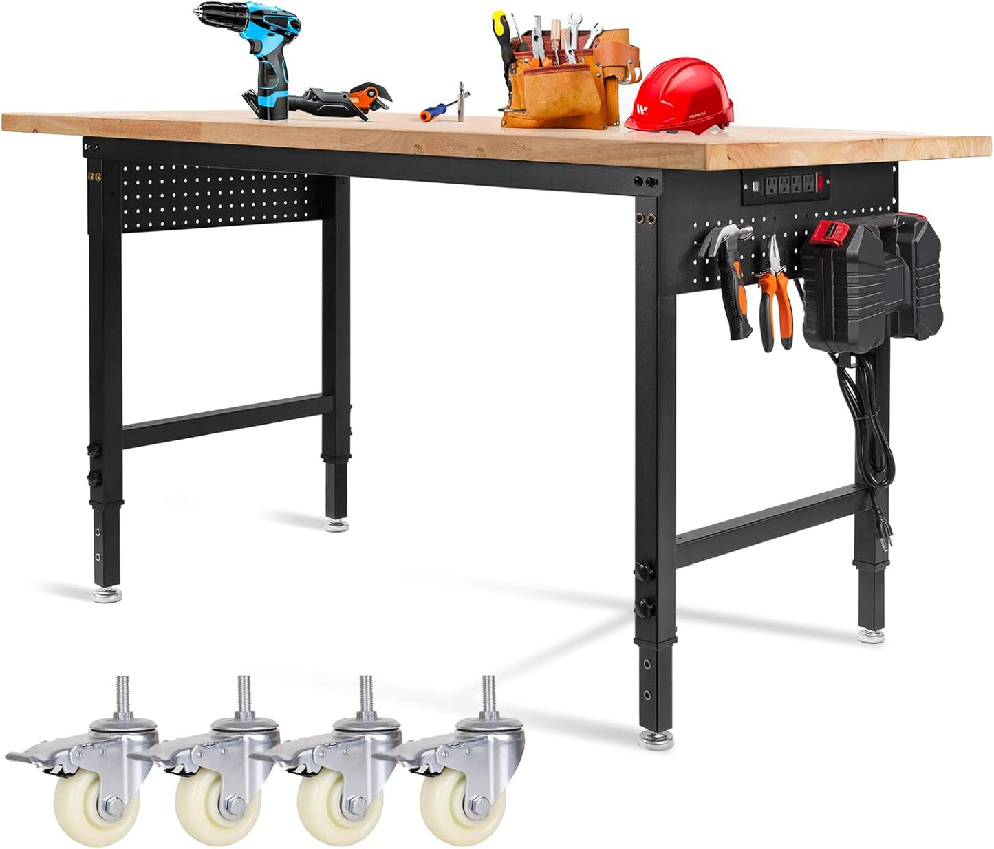 Height Adjustable Workbench with Wheels for Versatile Use