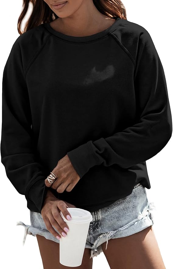 Dokotoo Womens 2023 Simple Crewneck Long Sleeve Casual Sweatshirt