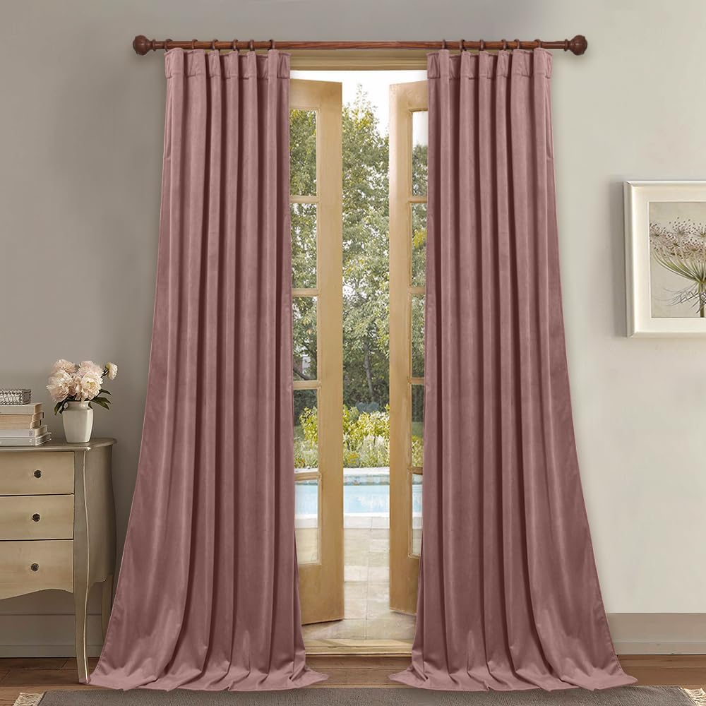 StangH Wild Rose Velvet Curtains for Light Blocking Privacy