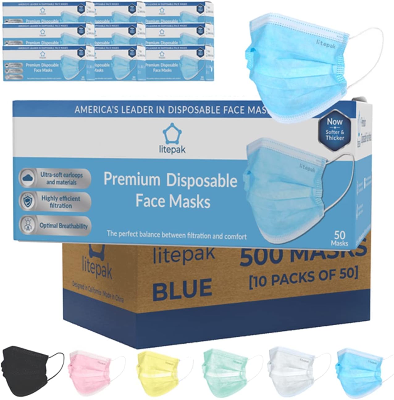 Litepak 500pcs Premium Disposable Face Mask for Comfort
