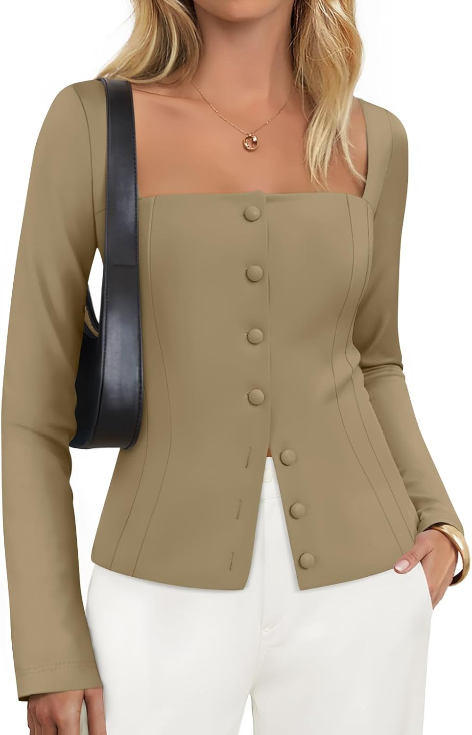 ZESICA Women's Fall Square Neck Blazers for Stylish Outfits