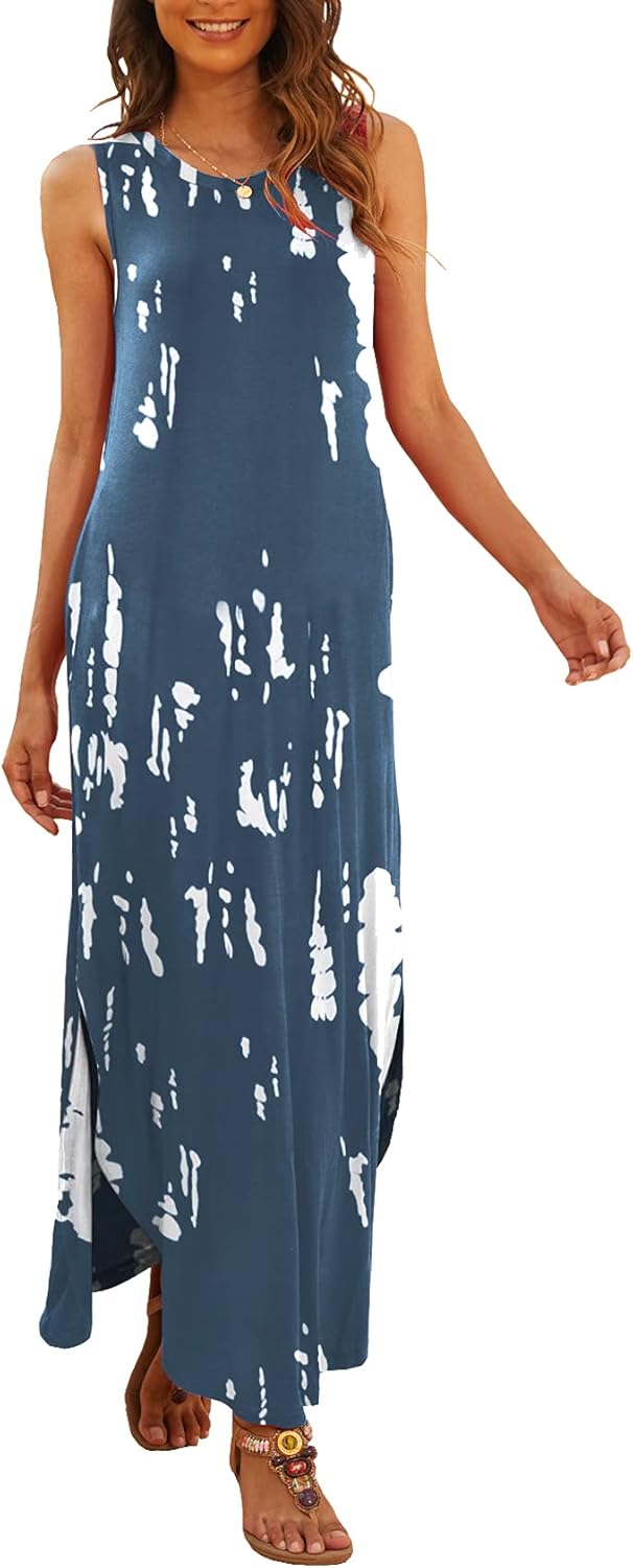 Hount Women's Casual Summer Sleeveless Maxi Dress with Pockets