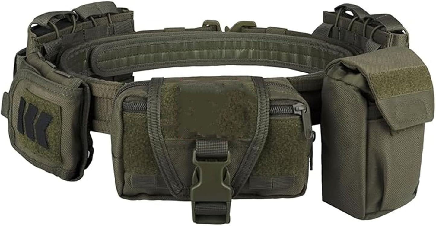 Tactical Battle Belt with Quick Release & 7 in 1 Accessory Pouches