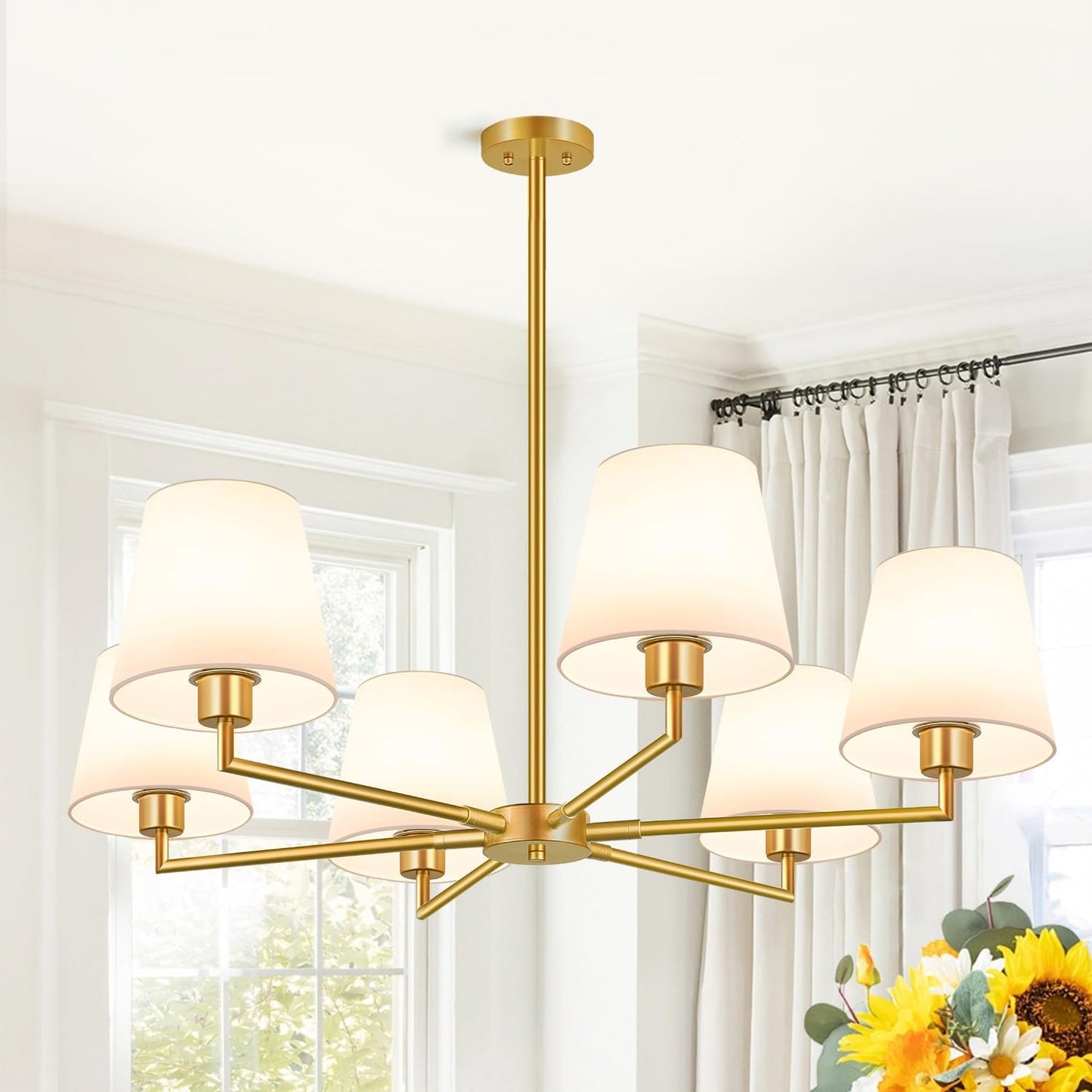 36-Inch Gold Chandelier Light Fixture for Dining Room Elegance