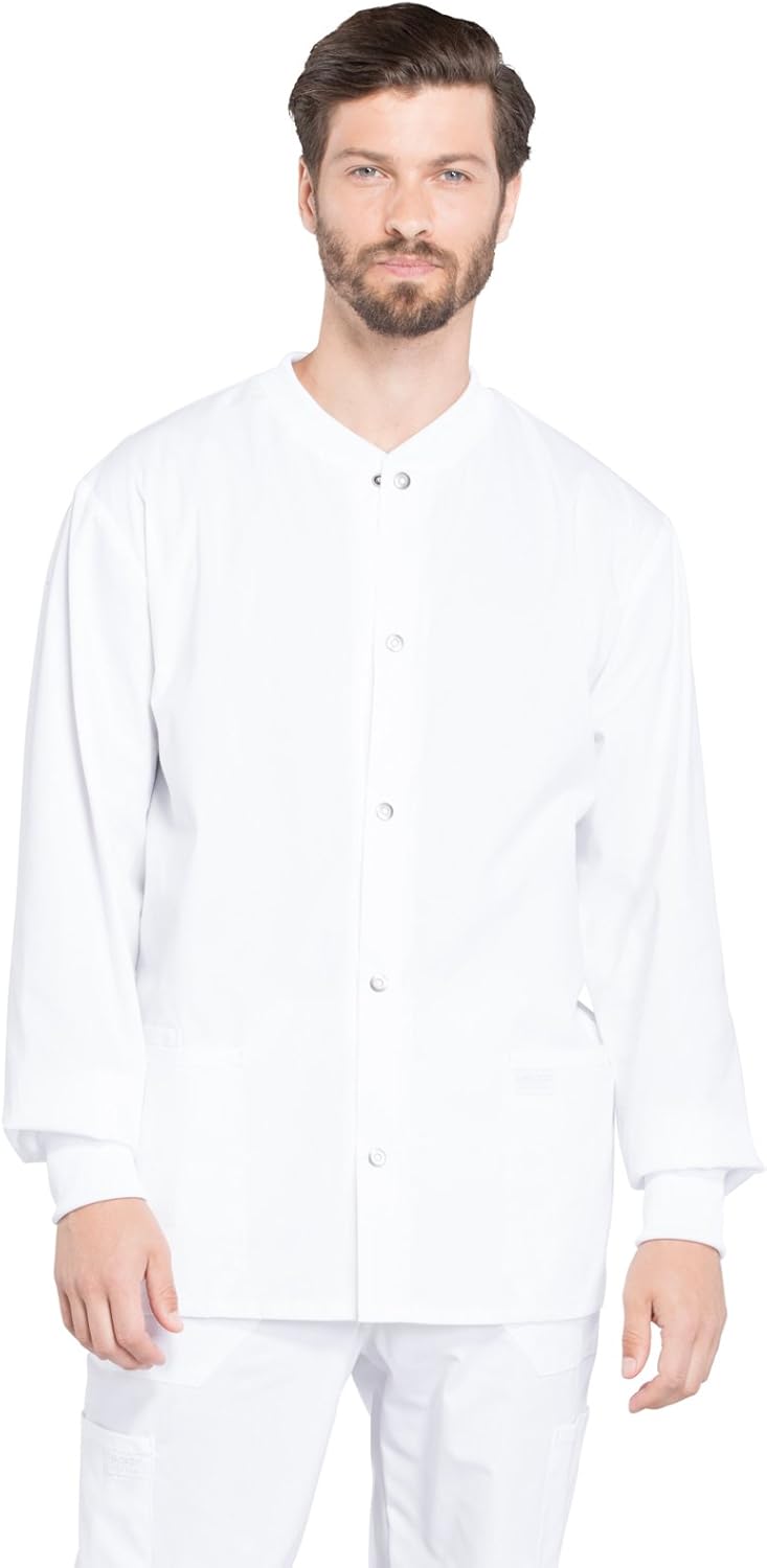 Cherokee Men's Medical Scrub Jacket with Long Sleeve Comfort
