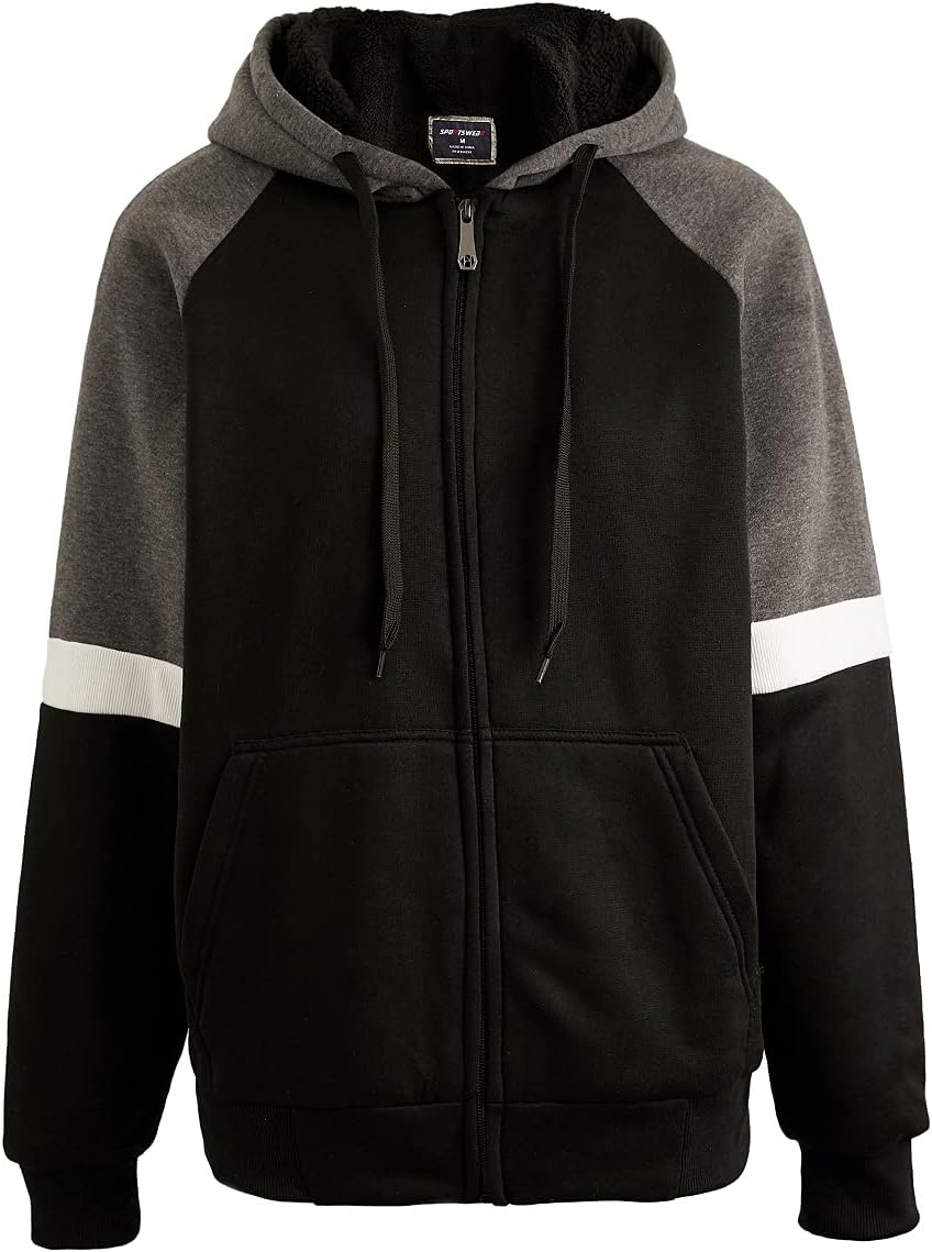 Facitisu Heavyweight Sherpa Lined Fleece Hoodie for Men