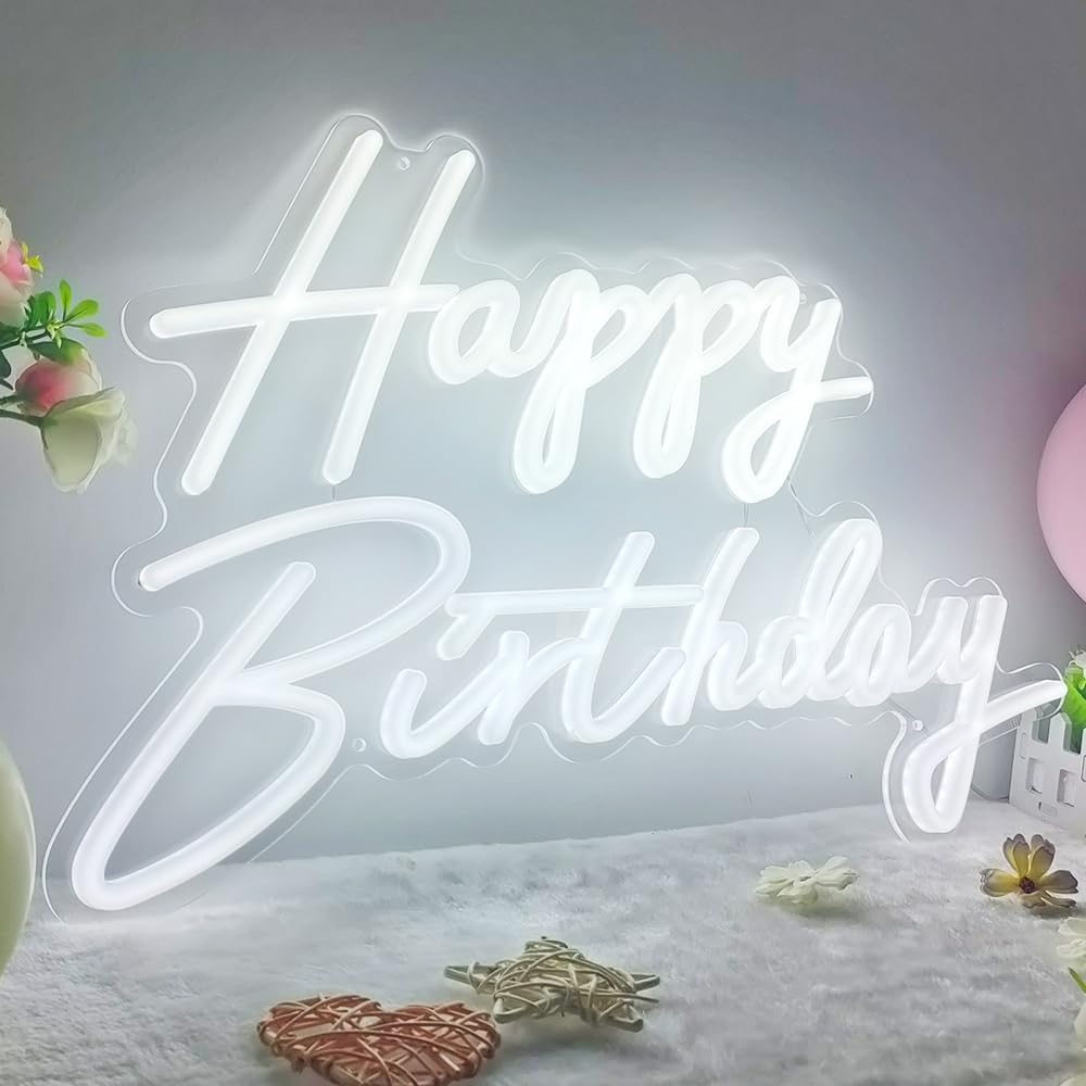 Happy Birthday Neon Sign for All Parties - Large LED Decor