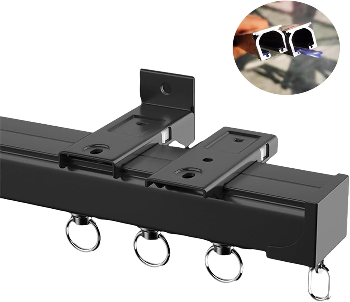 RIFWOVE Black Ceiling Curtain Track - Elegant Room Divider Solution