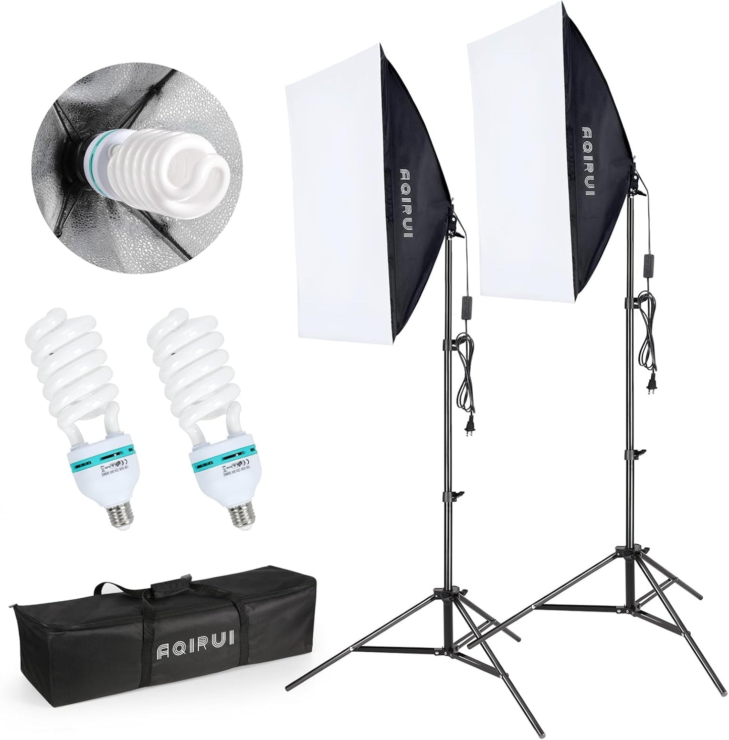 Softbox Lighting Kit for Photography Studio with 85W Bulbs