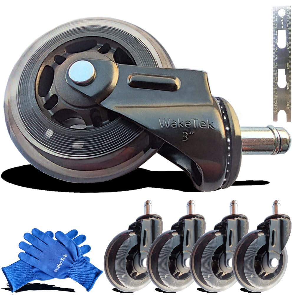 WakeTek Premium 3 Office Chair Wheels - Flexible & Durable Set