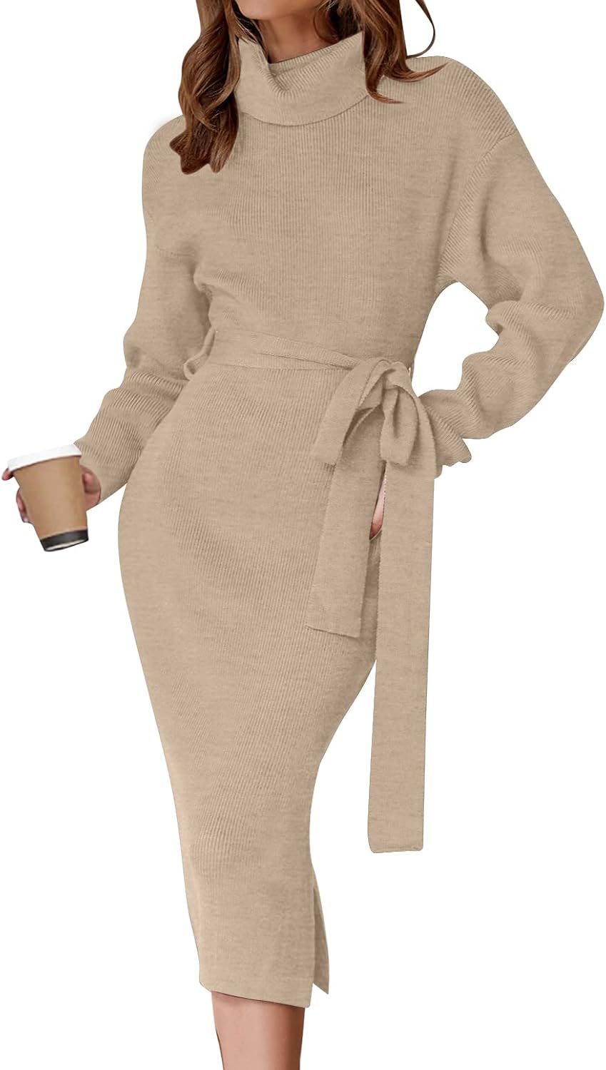Stylish Women's Turtleneck Sweater Midi Dress for All Occasions