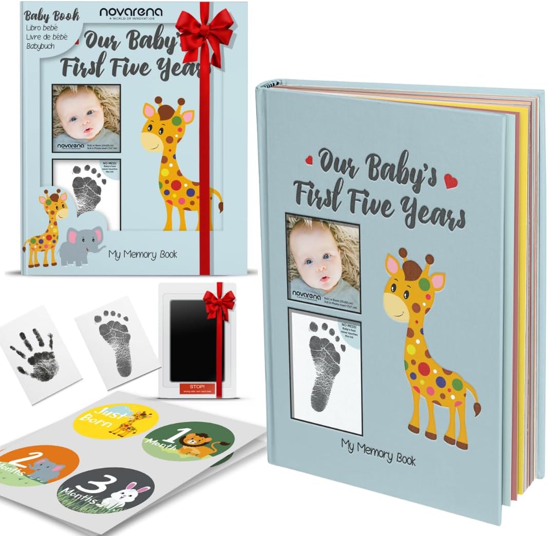 NOVARENA Keepsake Memory Book for Baby Boy or Girl Timeless