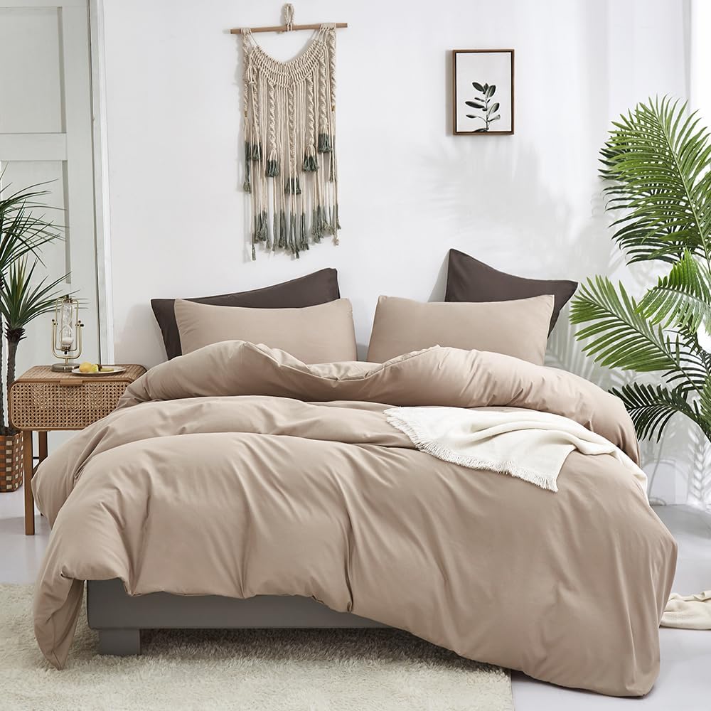 Khaki Queen Comforter Set Soft Bedding for All Seasons