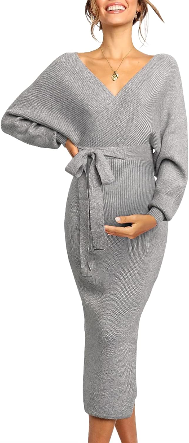 Maternity Nursing Dress Sweater Dress for Baby Shower Events