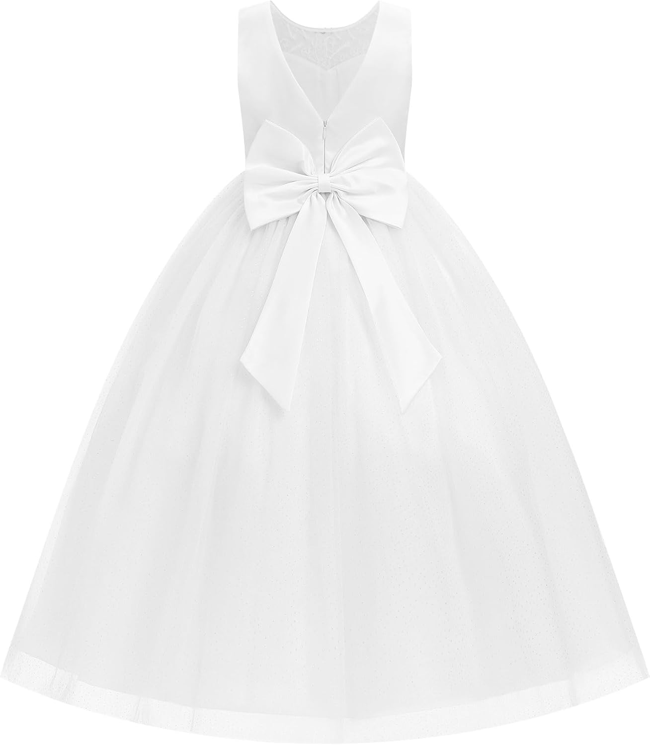 IDOPIP Flower Girl Dress with Sequin Appliques for Kids Events