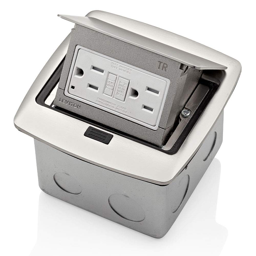 Leviton Pop-Up Floor Box with 15 Amp GFCI Outlet for Versatile Use