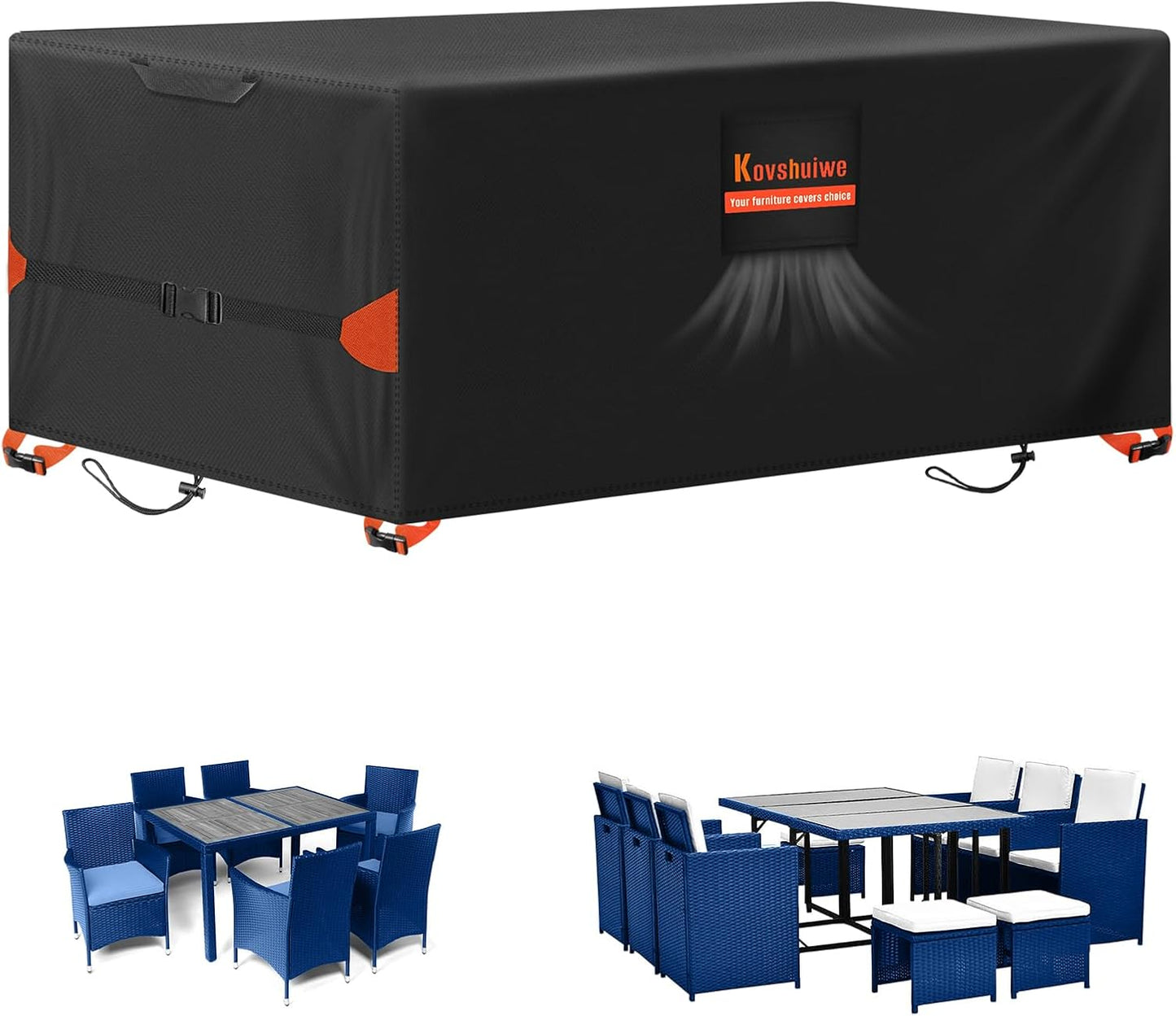 Kovshuiwe Heavy Duty Rectangular Patio Table Cover for All Weather