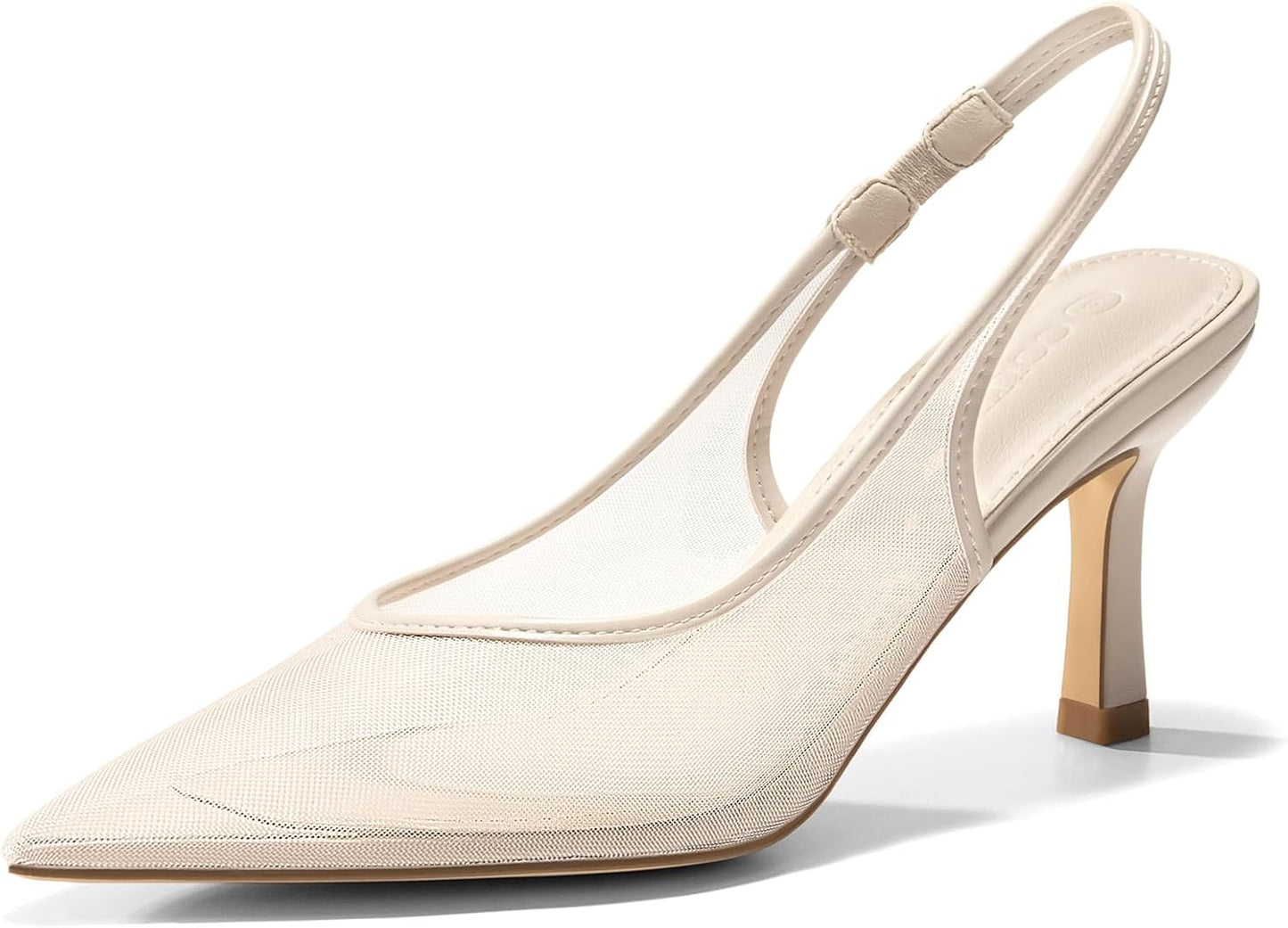 Coutgo Womens Mesh Slingback Kitten Heels for Elegant Style