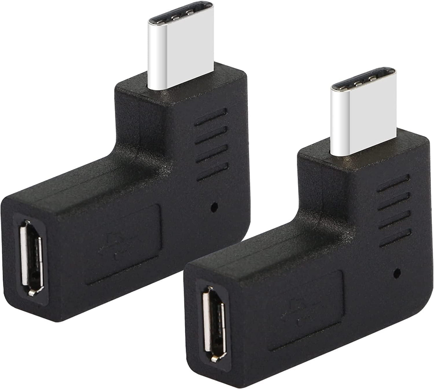 90 USB C to Micro USB Adapter, Fast Data Transfer - 2 Pcs/Black