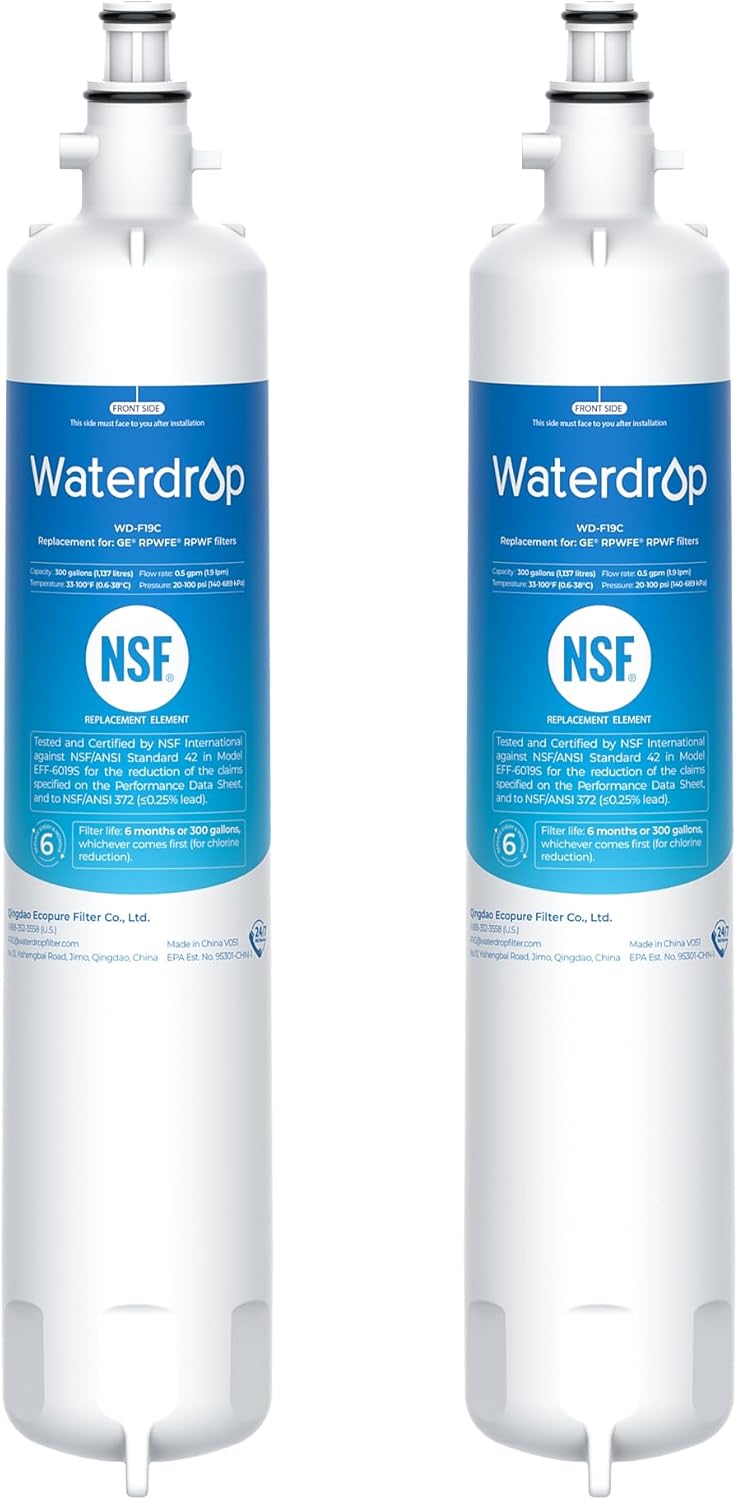 Waterdrop Replacement for GE RPWFE, RPWF Water Filter 2 Pack