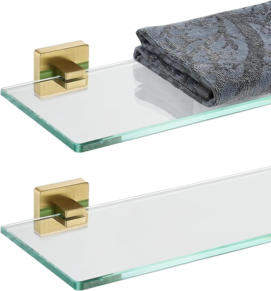 JQK Bathroom Glass Shelf for Stylish Shower Storage Solutions