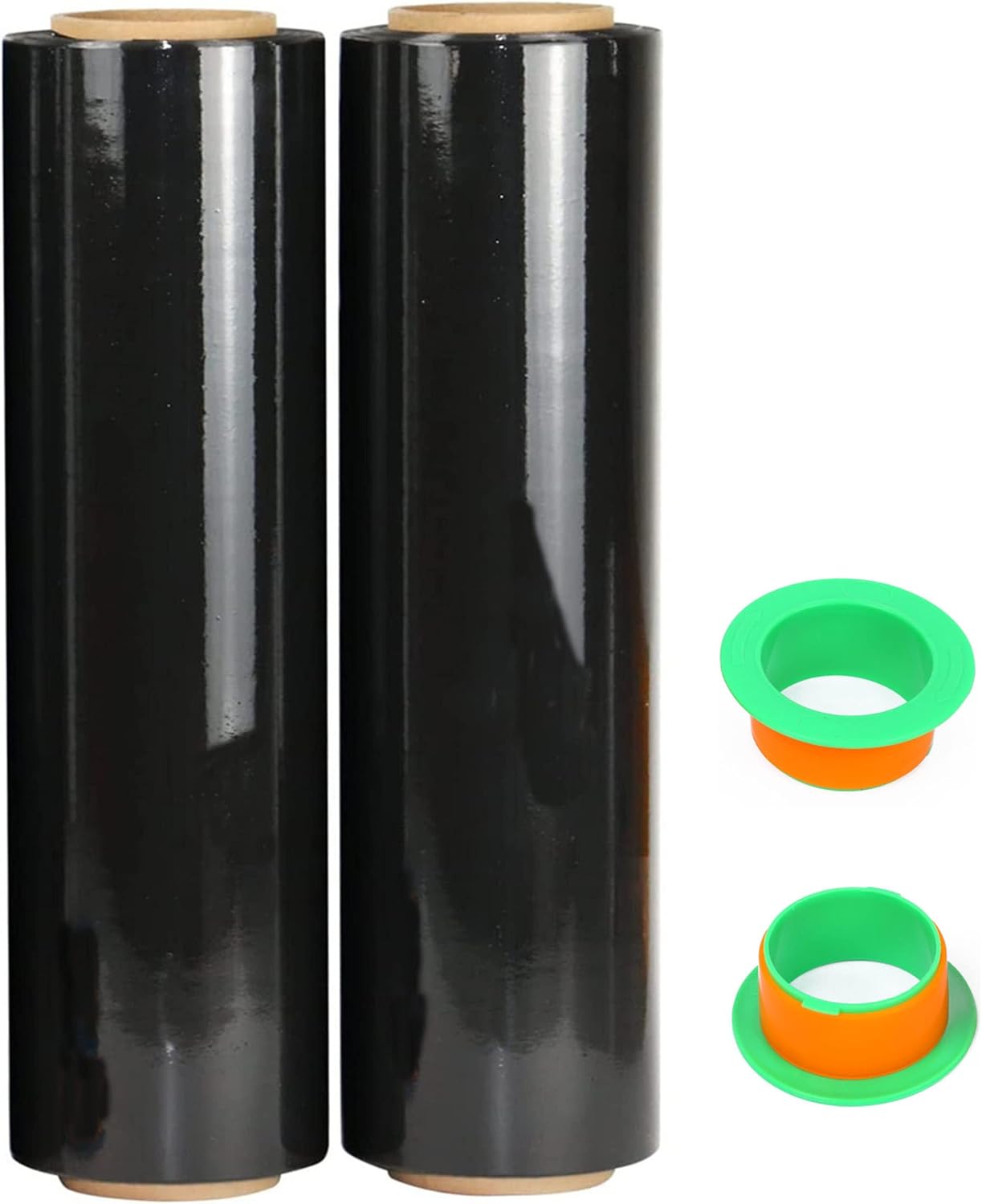 2-Pack Black Stretch Wrap 18in x 1000ft for Heavy Duty Packing