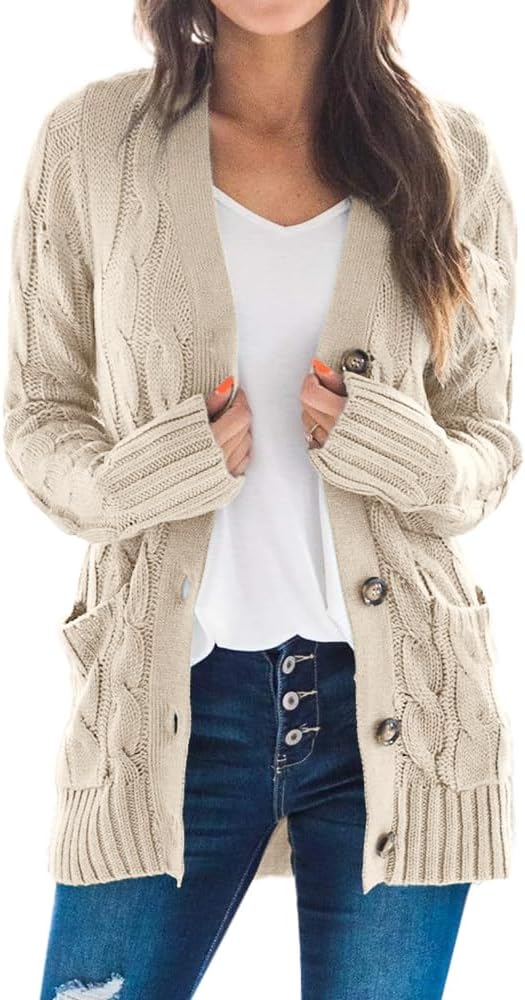 Goranbon Women's Cable Knit Cardigan for Stylish Layering