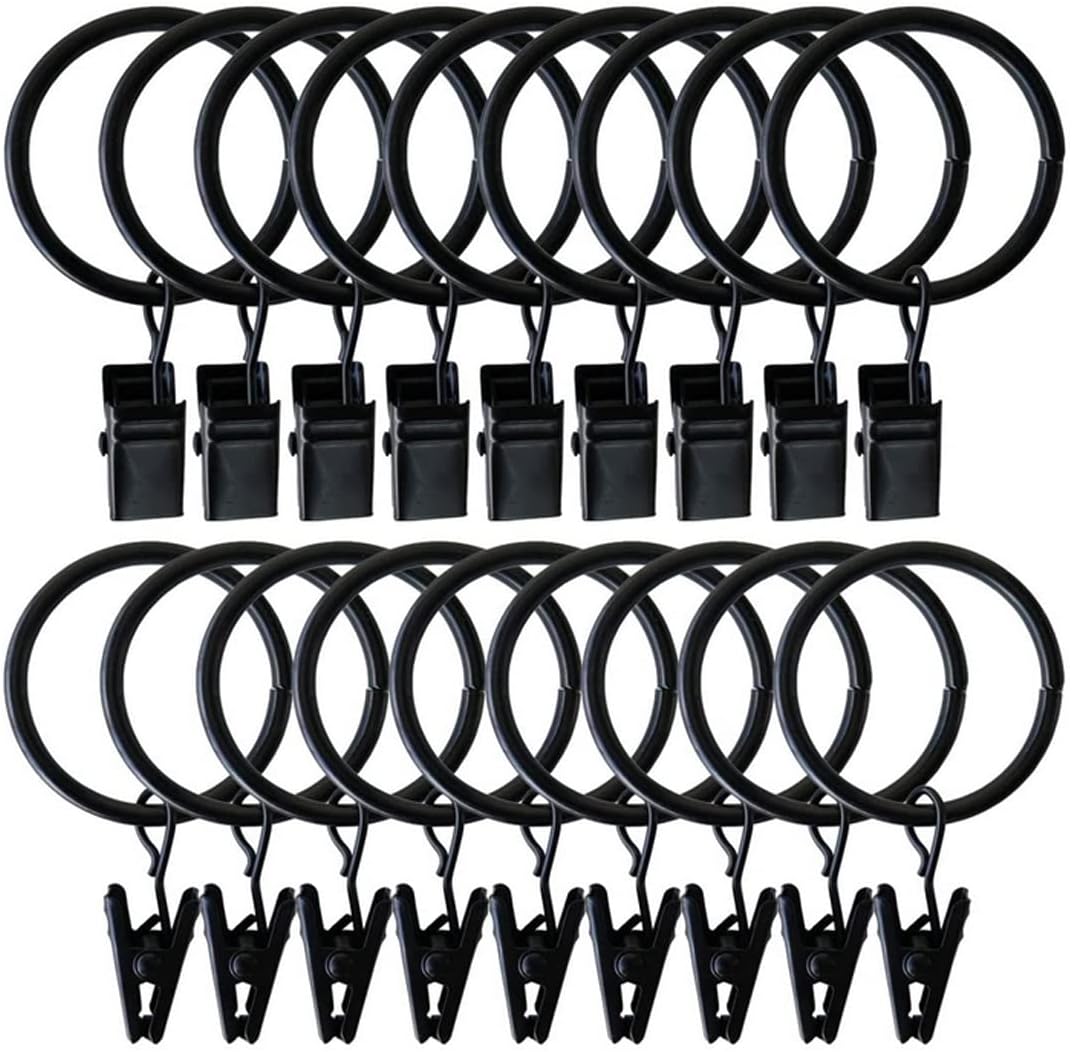 Rustproof Black Curtain Rings Set