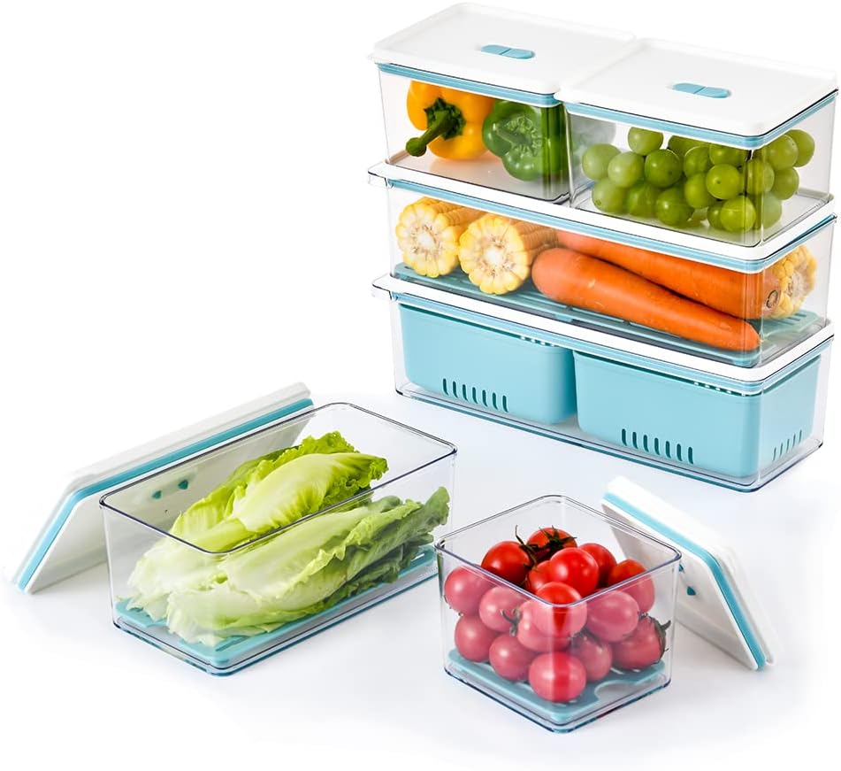 Lille Home Stackable Produce Saver Bins for Fresh Food Storage
