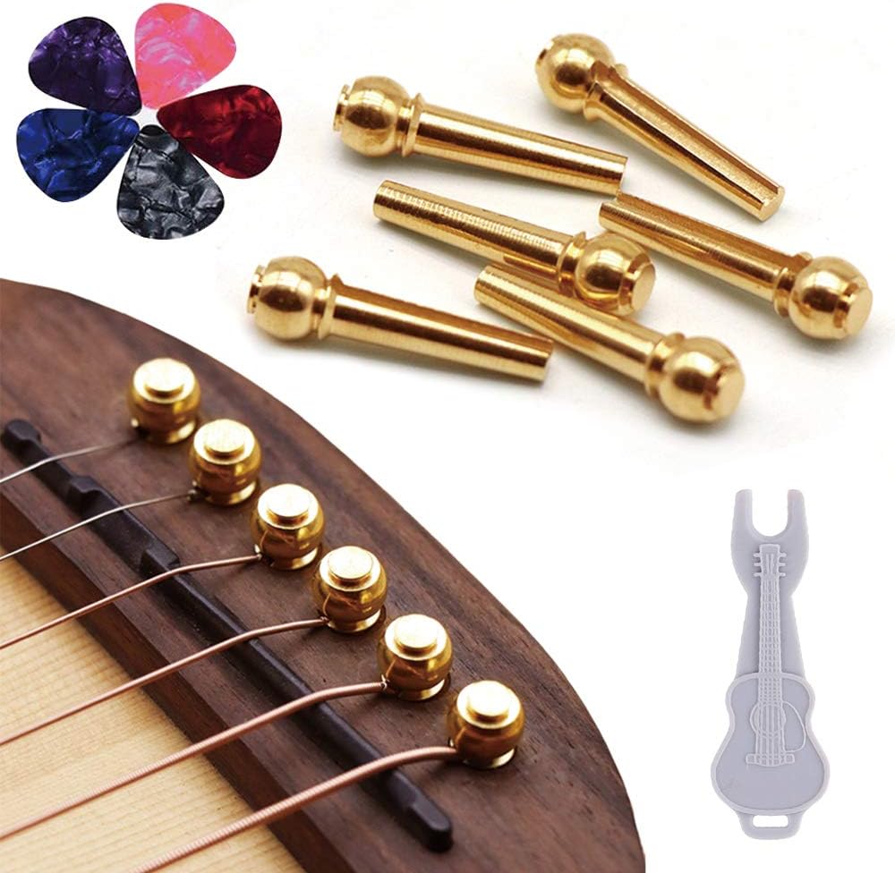 6pcs Pure Brass Guitar Bridge Pins Set - Enhanced Sound!