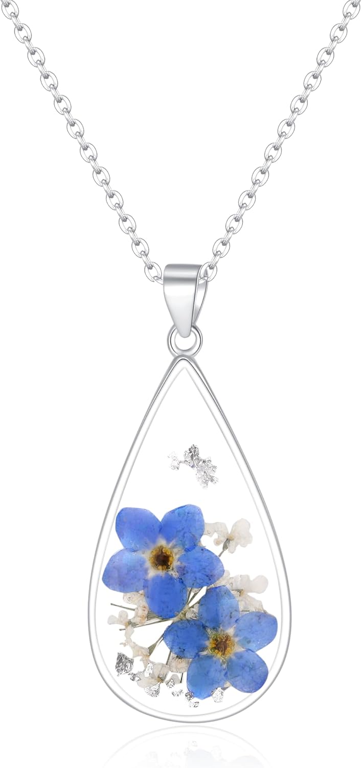 Forget-Me-Not Pressed Wildflower Necklace for Timeless Love