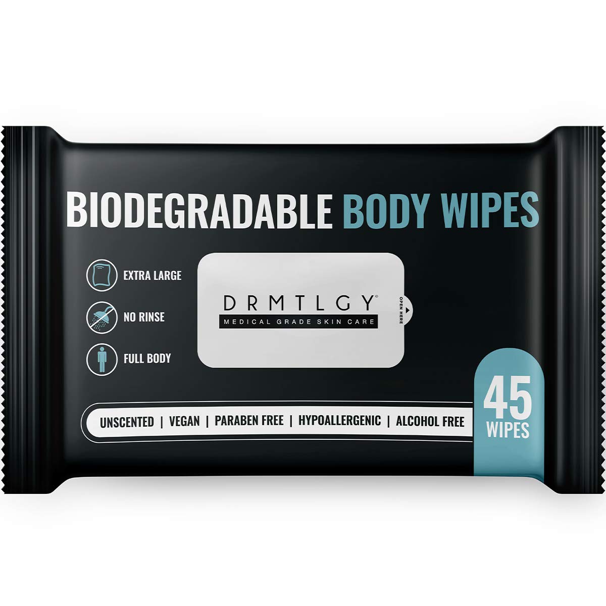 DRMTLGY Biodegradable Shower Wipes - No Rinse on the Go!