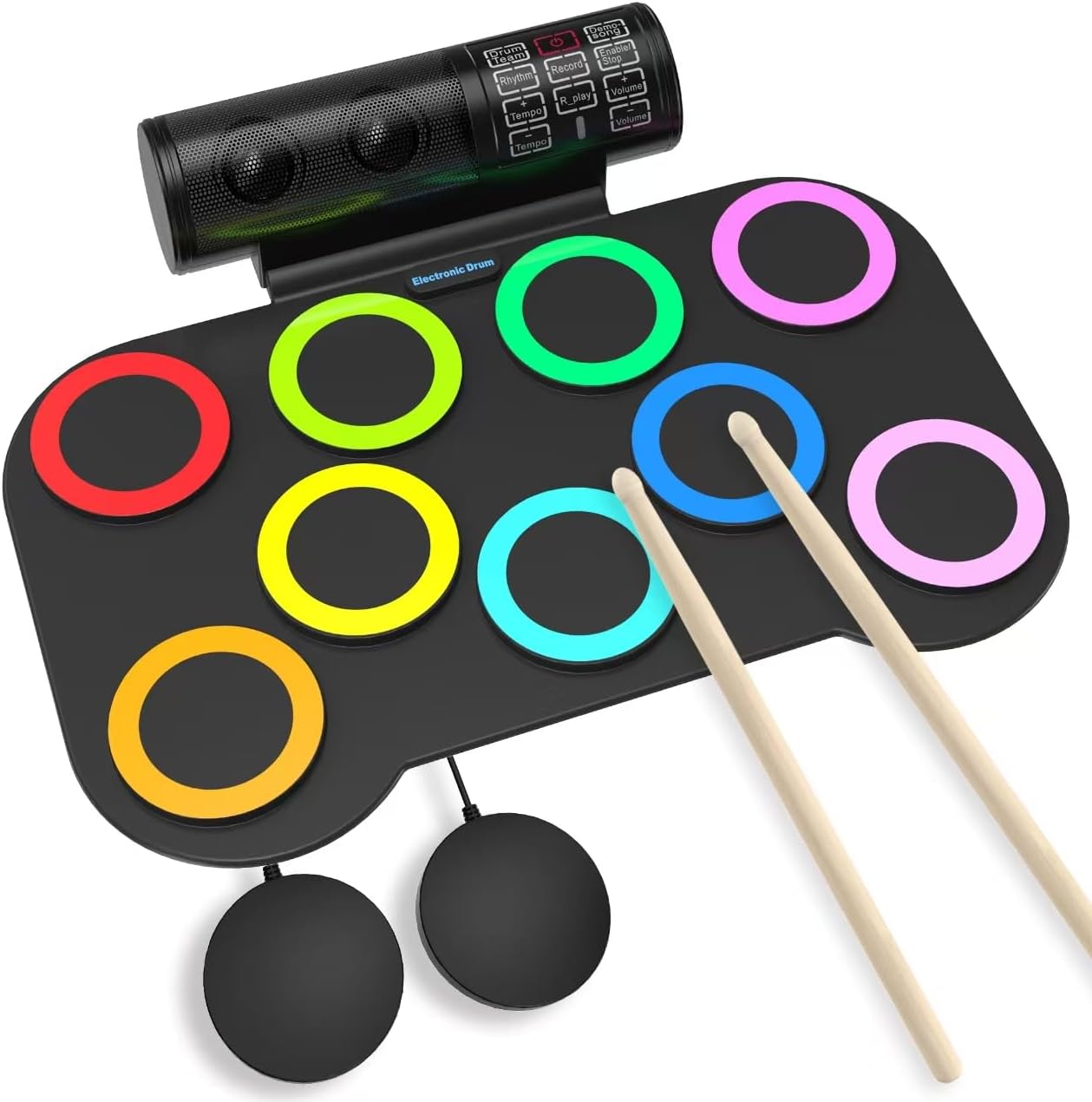 Electric Drum Set for Kids with Headphones and Bluetooth Fun