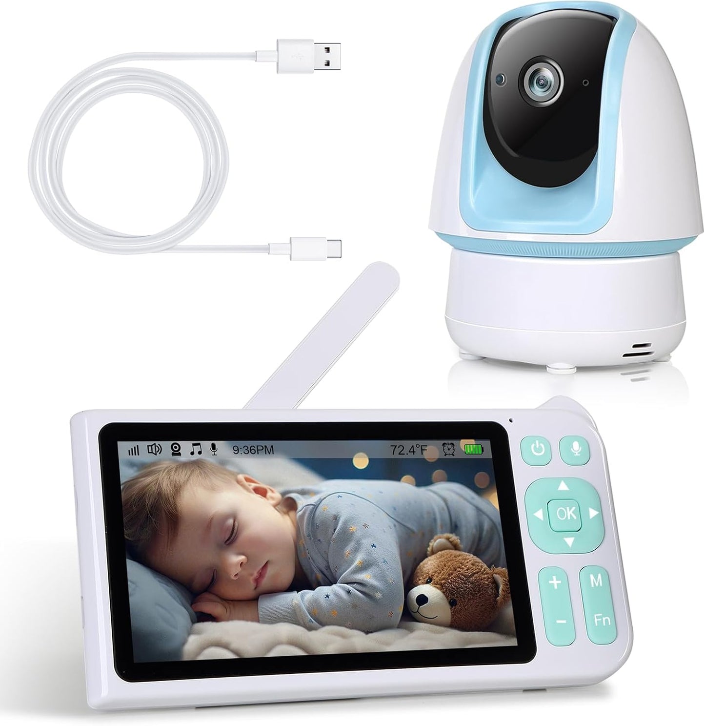 1080P Baby Monitor w/ 3000Ft Range & Smart Sensor