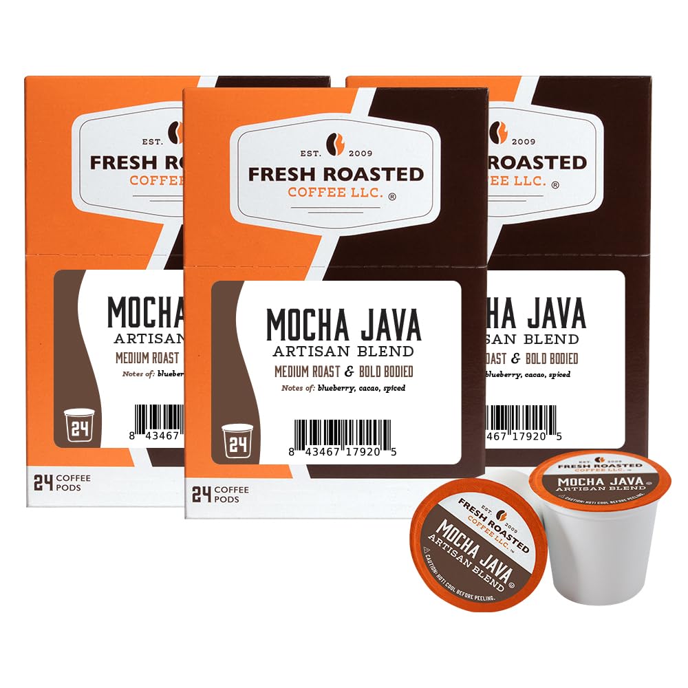 Fresh Roasted Coffee Mocha Java Medium Roast 72 Pods for K Cups