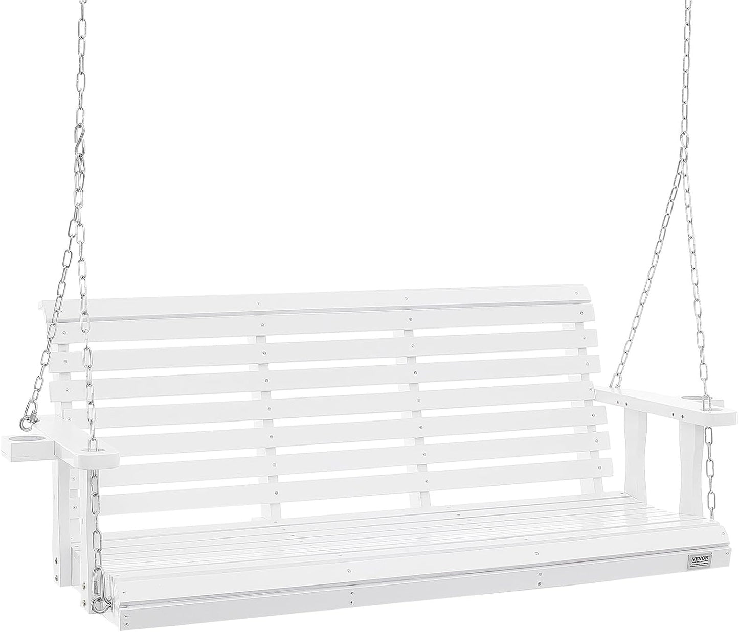 VEVOR Wooden Porch Swing 5.5FT with Cup Holders for Comfort